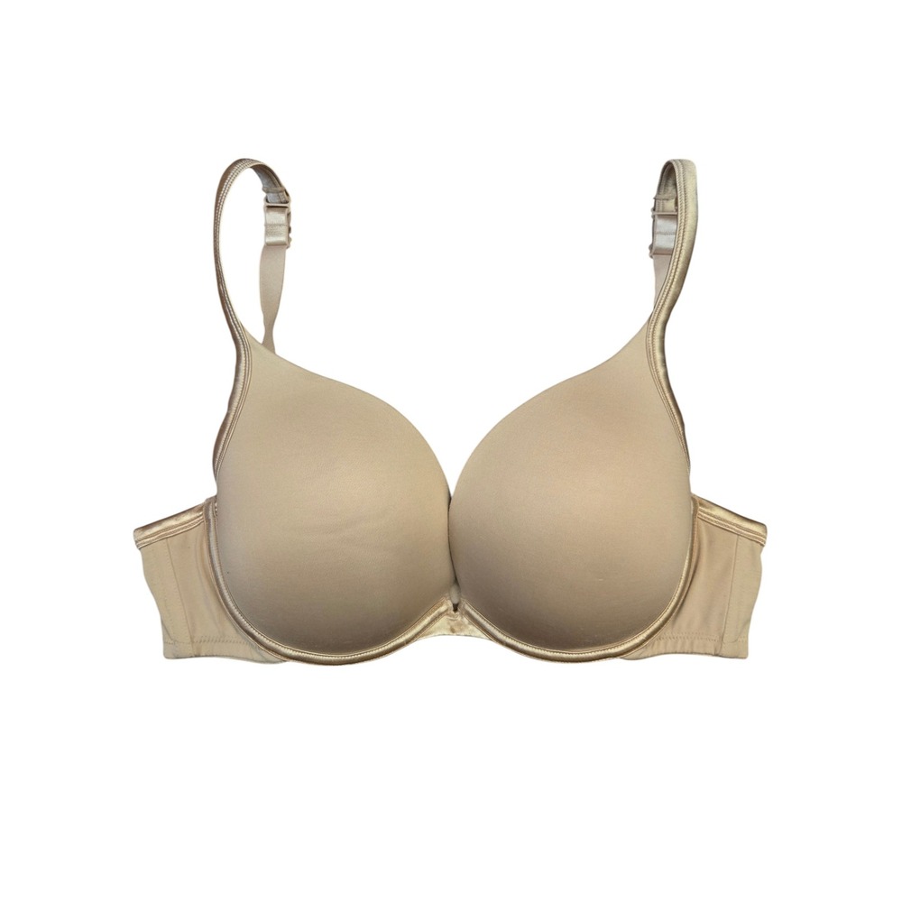 Cacique Smooth Boost Plunge Bra 38C Beige Tan Underwire Padded Everyday Lingerie